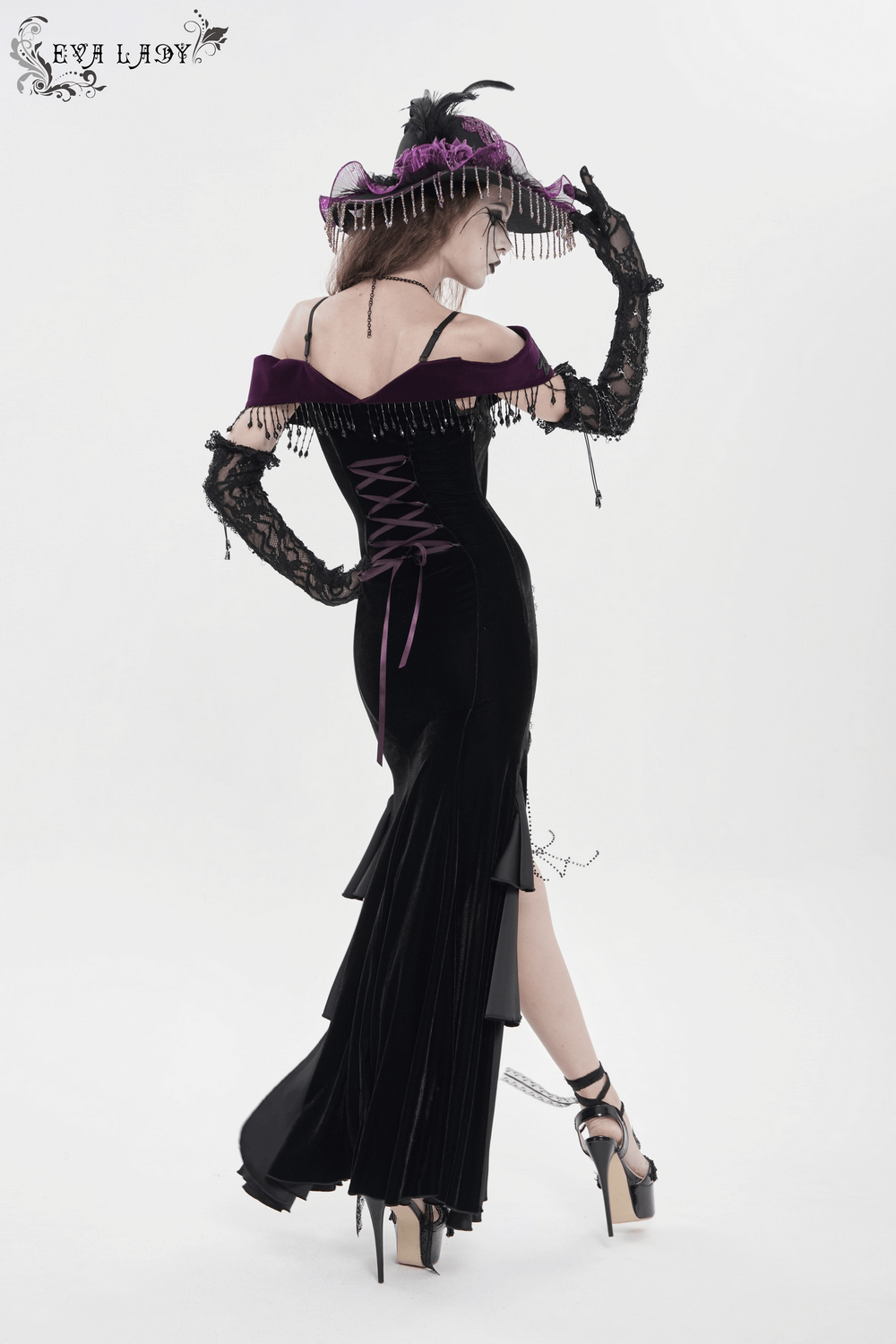 Chic Off-Shoulder Dress with Lace-Up Back and Fringes - image 17