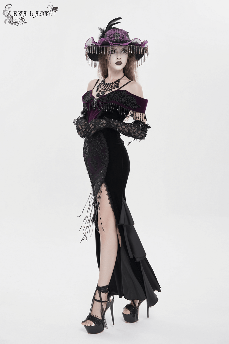 Chic Off-Shoulder Dress with Lace-Up Back and Fringes - image 19