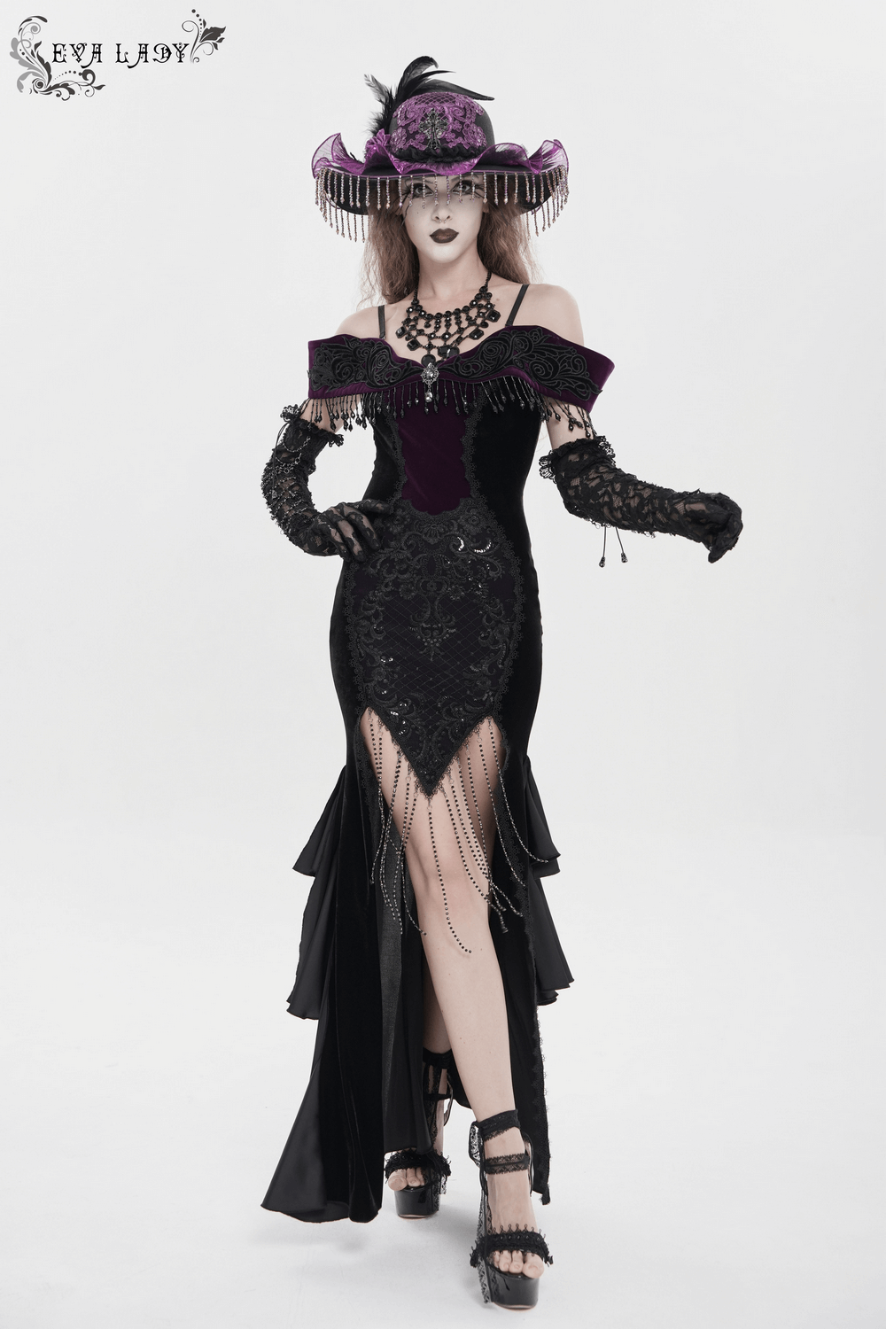 Chic Off-Shoulder Dress with Lace-Up Back and Fringes - image 15