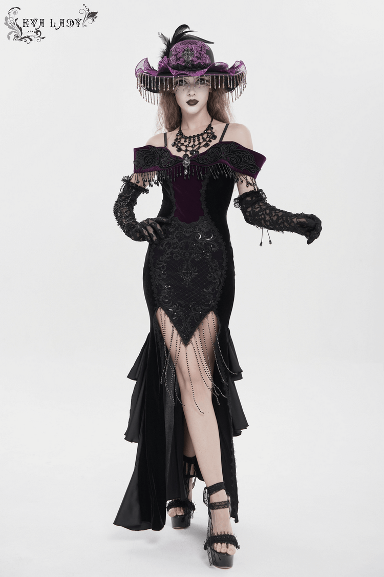 Chic Off-Shoulder Dress with Lace-Up Back and Fringes - image 15