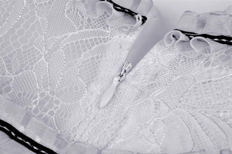 Chic Short Puff Sleeves Lace-Trimmed White Dress - image 11
