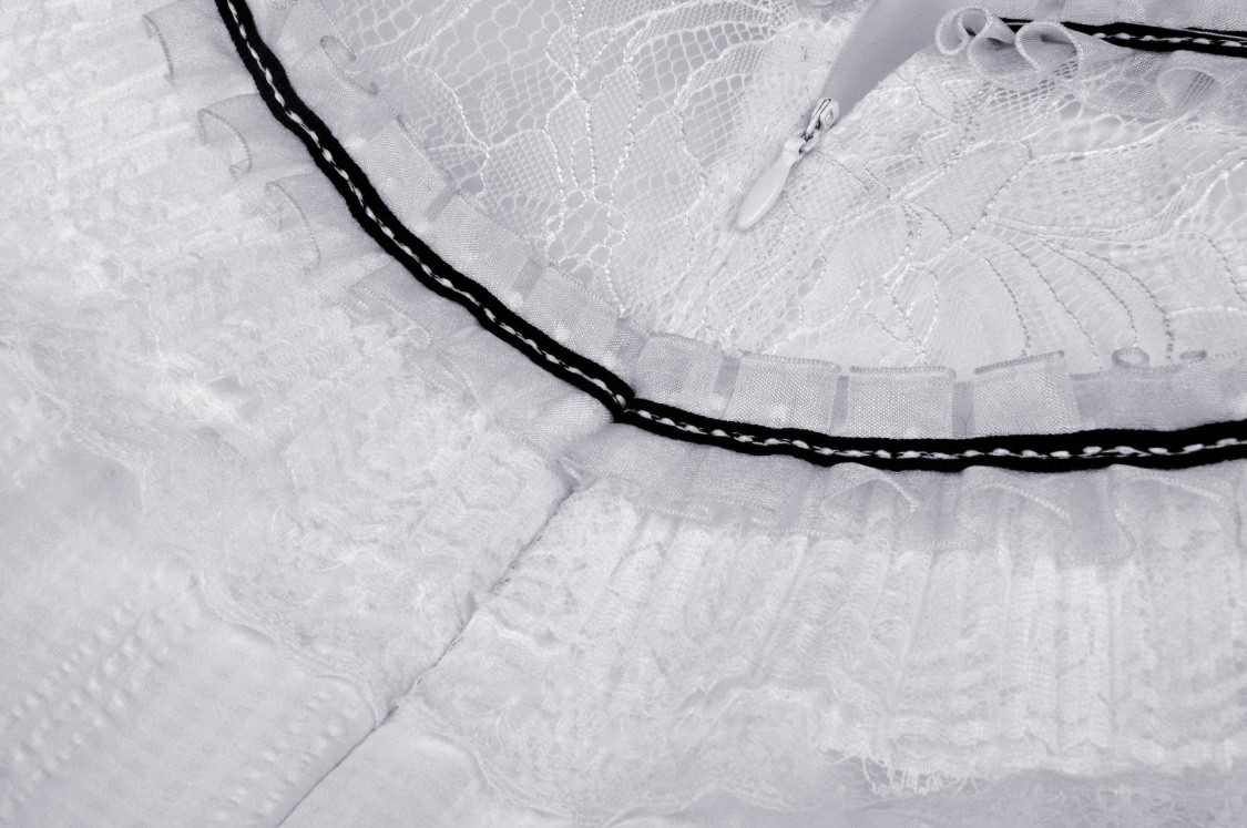 Chic Short Puff Sleeves Lace-Trimmed White Dress - image 12