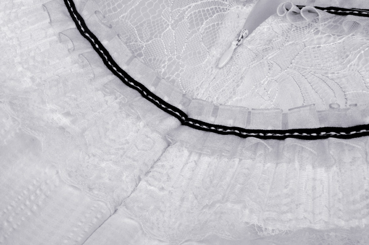 Chic Short Puff Sleeves Lace-Trimmed White Dress - image 12
