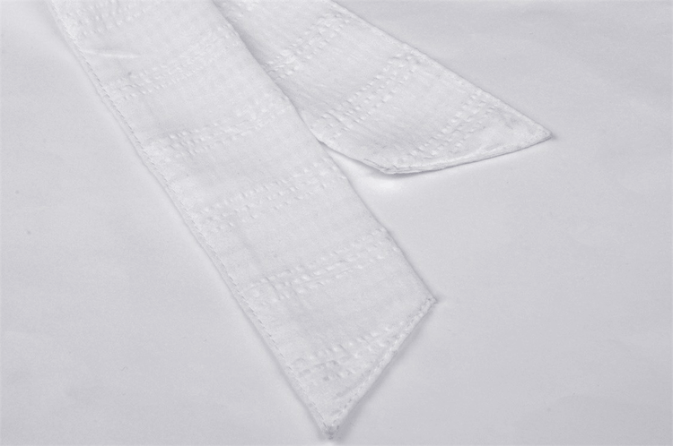 Chic Short Puff Sleeves Lace-Trimmed White Dress - image 14