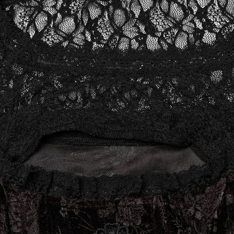 Chic Velvet Dress with Lace and Trumpet Sleeves - image 8