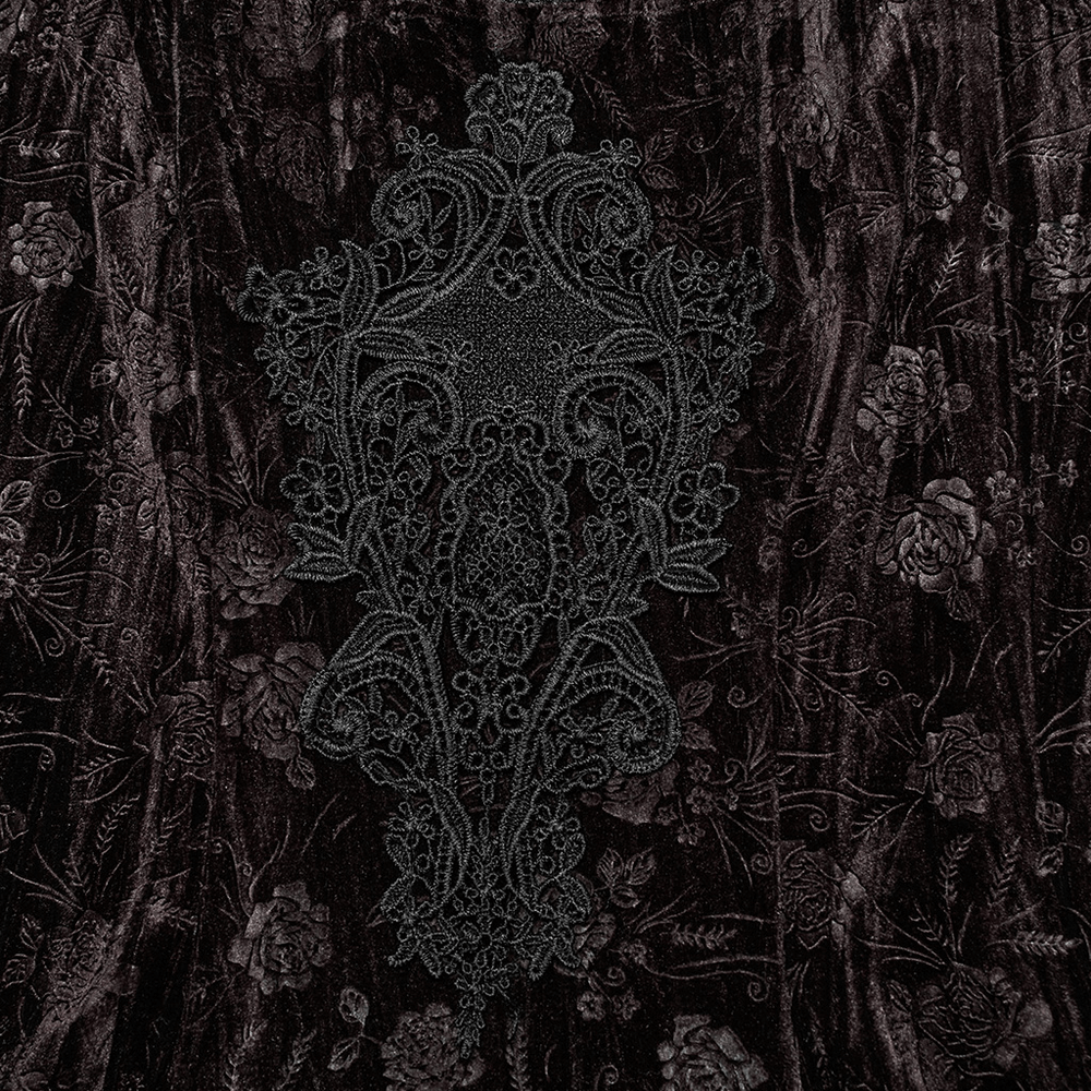 Chic Velvet Dress with Lace and Trumpet Sleeves - image 7