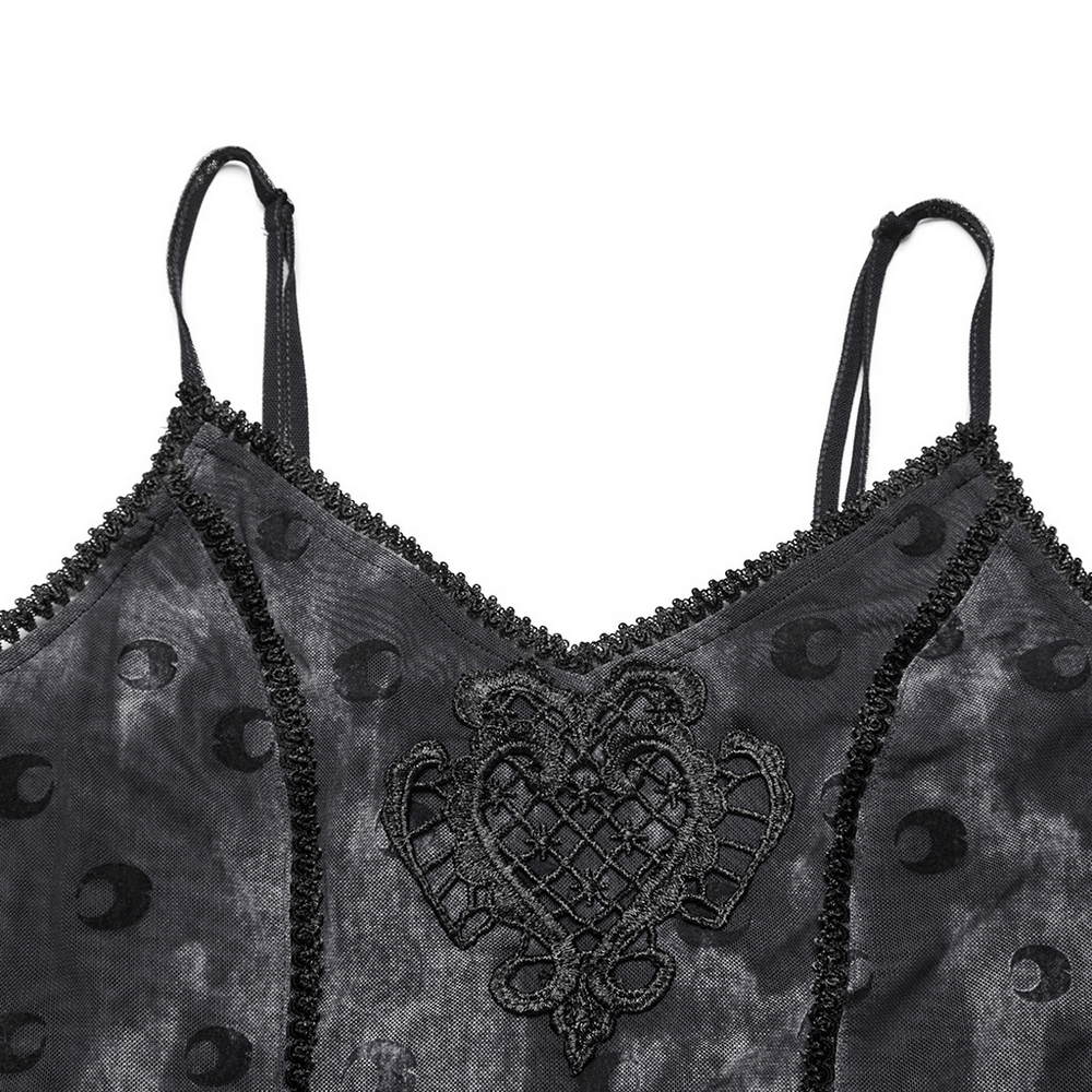 Crescent Print Two-Piece Dress with Layered Gothic Mesh - image 8