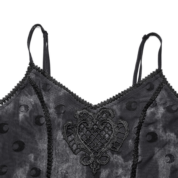 Crescent Print Two-Piece Dress with Layered Gothic Mesh - image 8