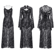 Crescent Print Two-Piece Dress with Layered Gothic Mesh - image 3