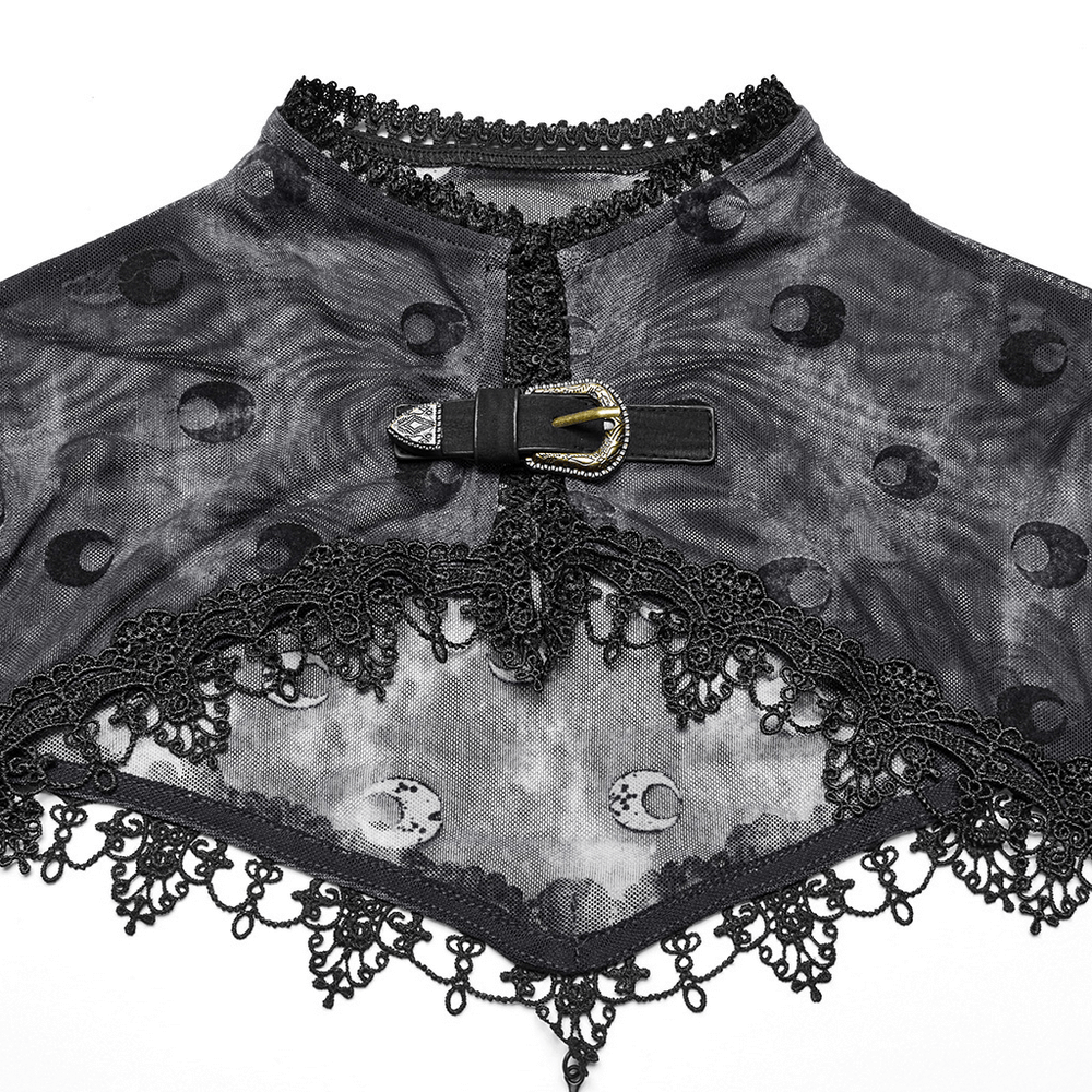 Crescent Print Two-Piece Dress with Layered Gothic Mesh - image 10