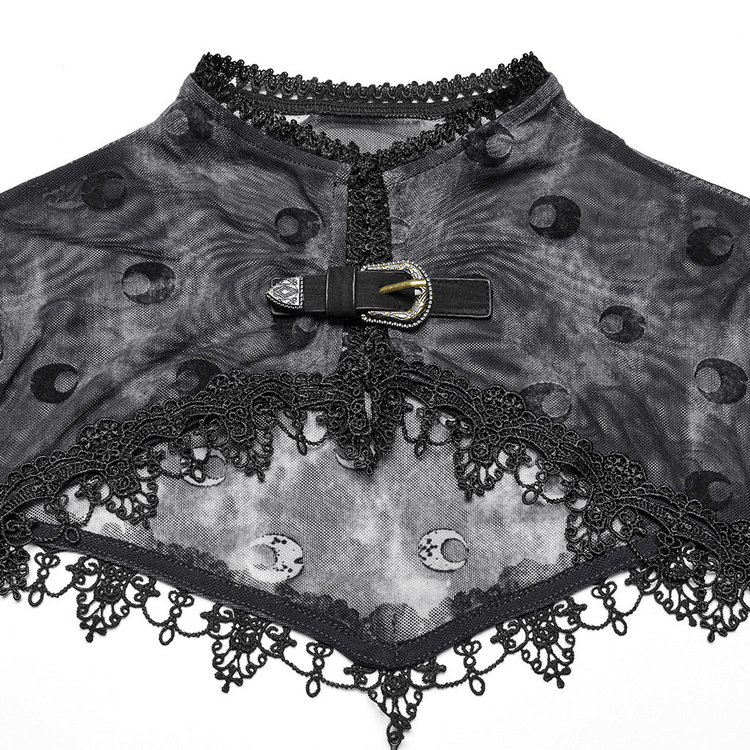 Crescent Print Two-Piece Dress with Layered Gothic Mesh - image 10