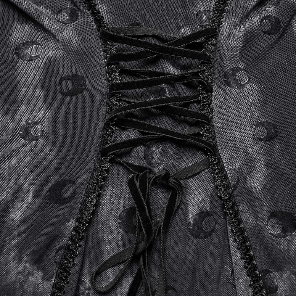 Crescent Print Two-Piece Dress with Layered Gothic Mesh - image 9