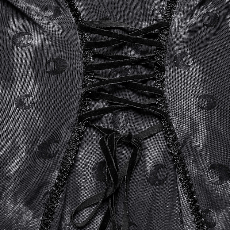 Crescent Print Two-Piece Dress with Layered Gothic Mesh - image 9