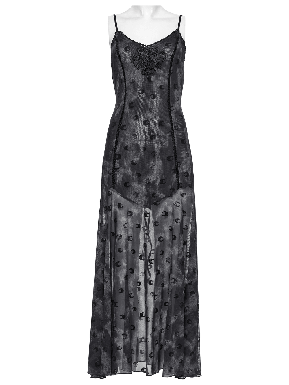 Crescent Print Two-Piece Dress with Layered Gothic Mesh - image 5