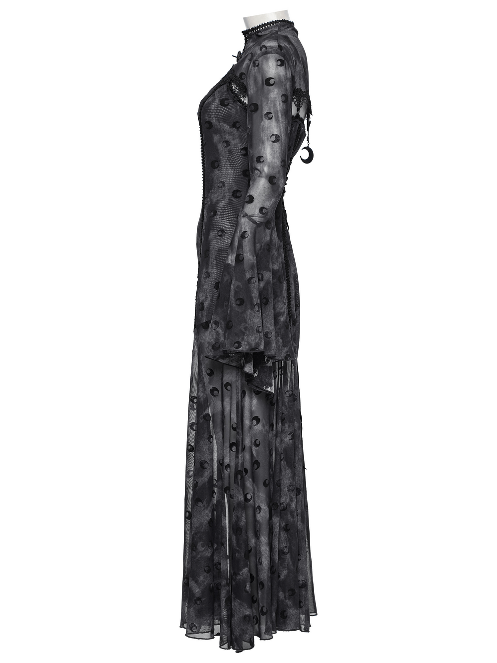 Crescent Print Two-Piece Dress with Layered Gothic Mesh - image 6