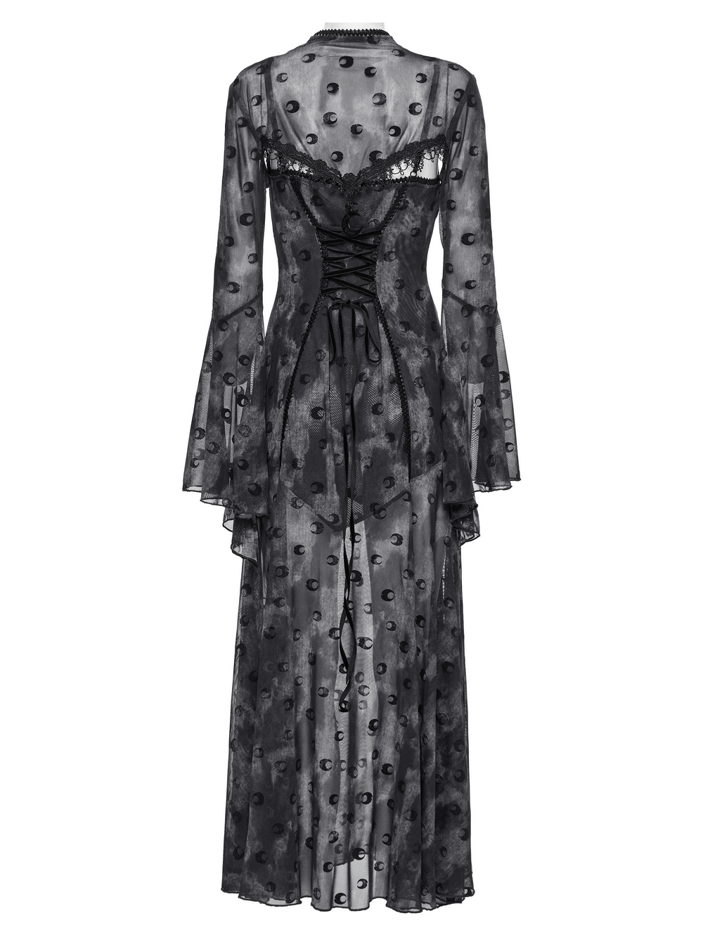 Crescent Print Two-Piece Dress with Layered Gothic Mesh - image 7