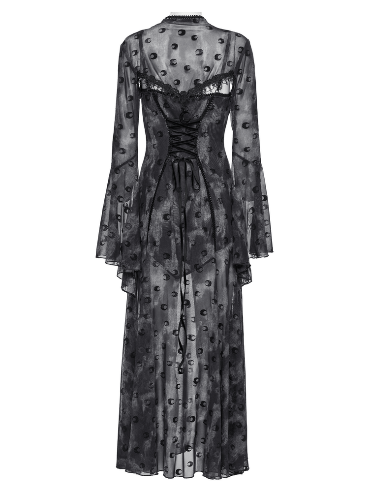Crescent Print Two-Piece Dress with Layered Gothic Mesh - image 7