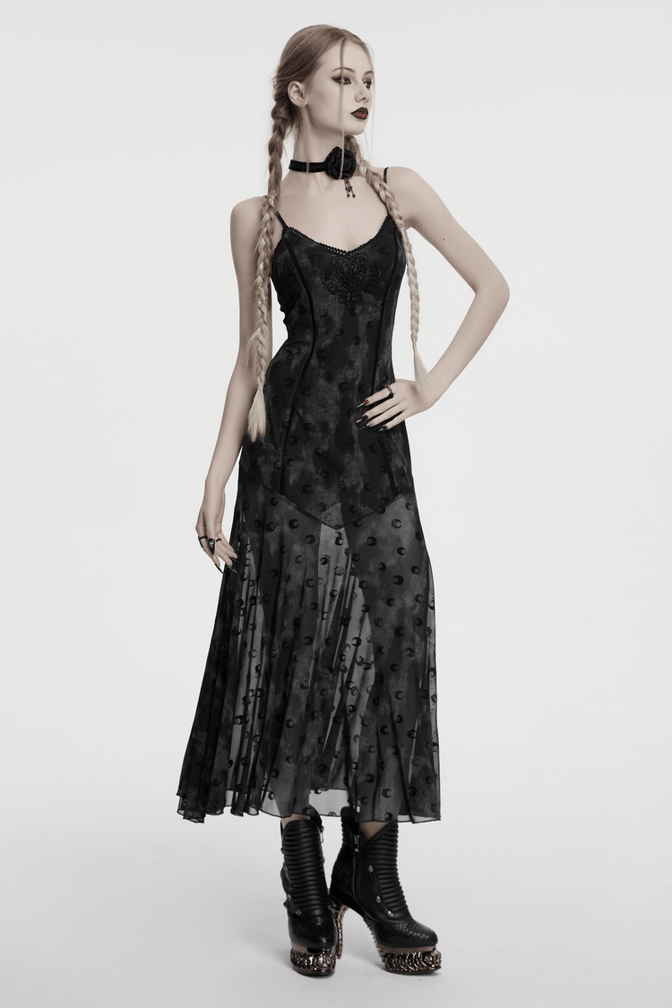 Crescent Print Two-Piece Dress with Layered Gothic Mesh - image 12