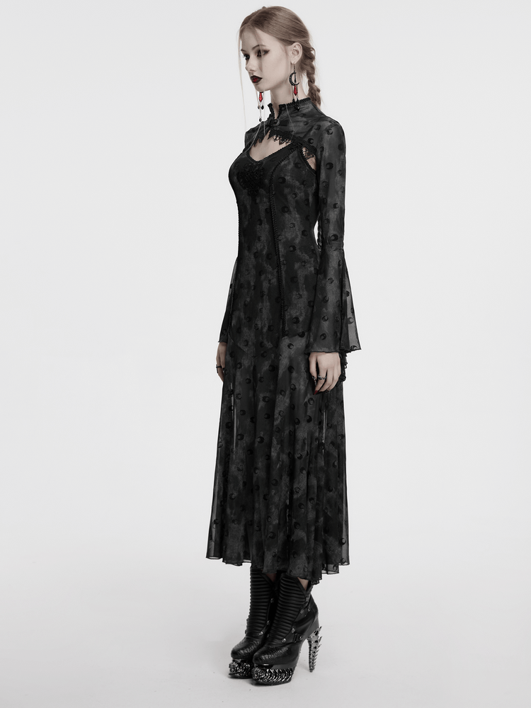 Crescent Print Two-Piece Dress with Layered Gothic Mesh - image 13