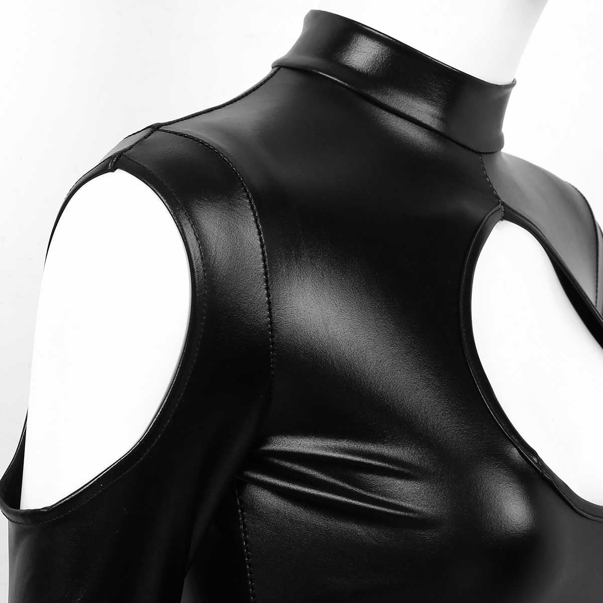 Cut Out Shoulders Keyhole Front Bodycon Mini Dress / Pole Dance Sexy Costume With G-String Briefs - image 12