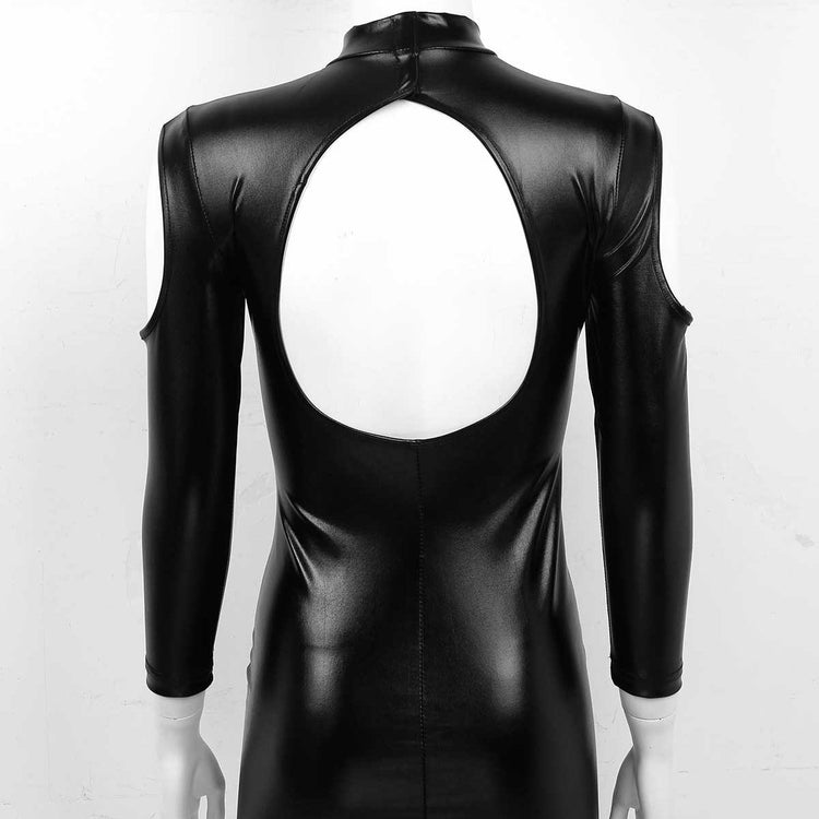 Cut Out Shoulders Keyhole Front Bodycon Mini Dress / Pole Dance Sexy Costume With G-String Briefs - image 10