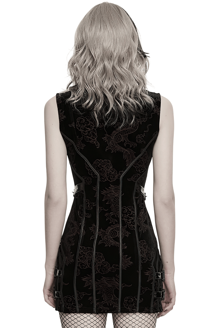 Cyber Chinese Dragon Mini Dress with Buckle Details - image 2