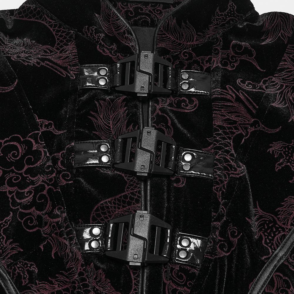 Cyber Chinese Dragon Mini Dress with Buckle Details - image 8