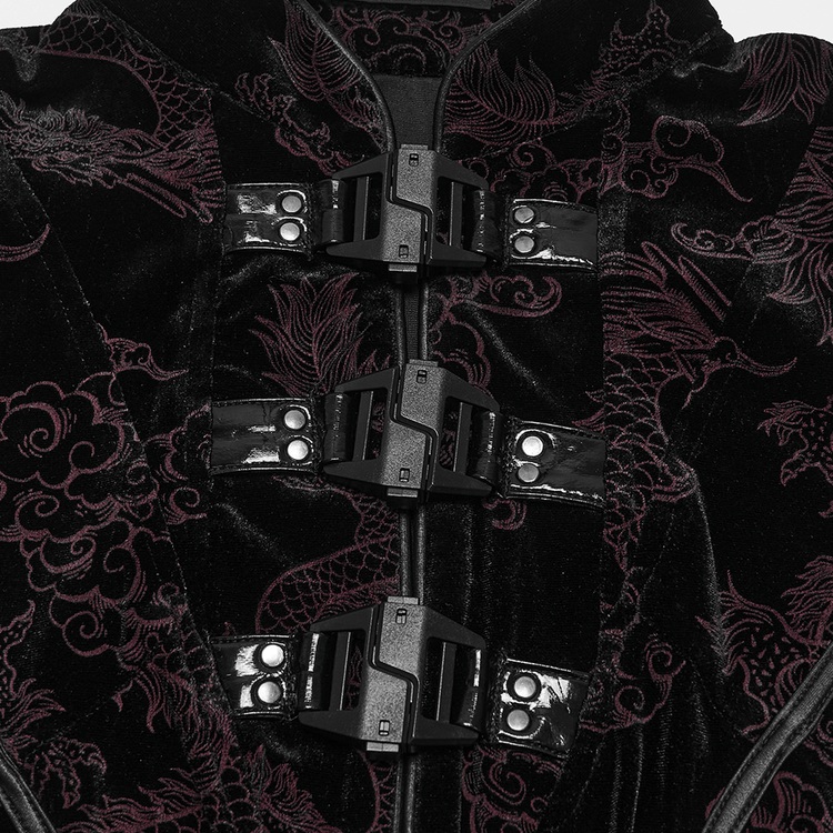 Cyber Chinese Dragon Mini Dress with Buckle Details - image 8