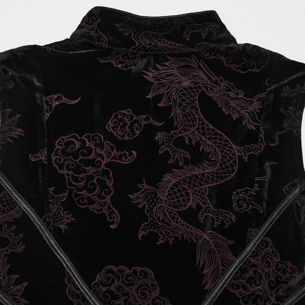 Cyber Chinese Dragon Mini Dress with Buckle Details - image 9
