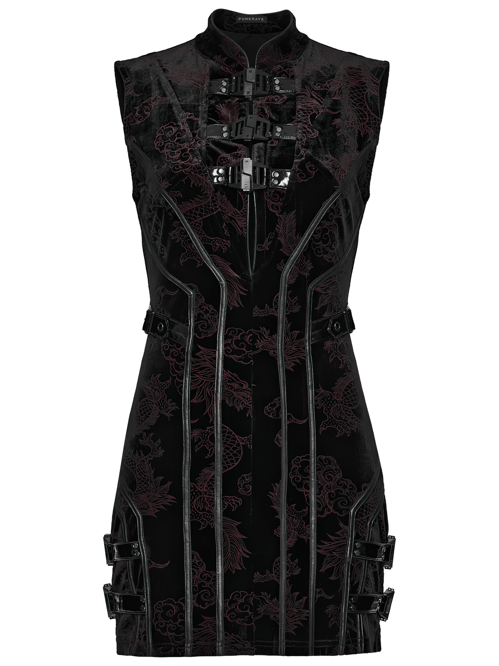 Cyber Chinese Dragon Mini Dress with Buckle Details - image 4
