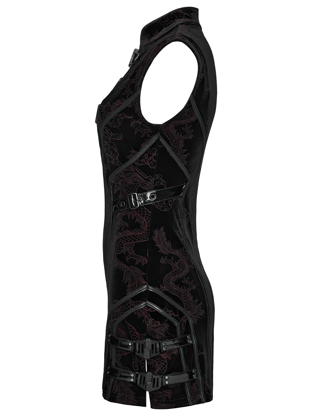 Cyber Chinese Dragon Mini Dress with Buckle Details - image 5