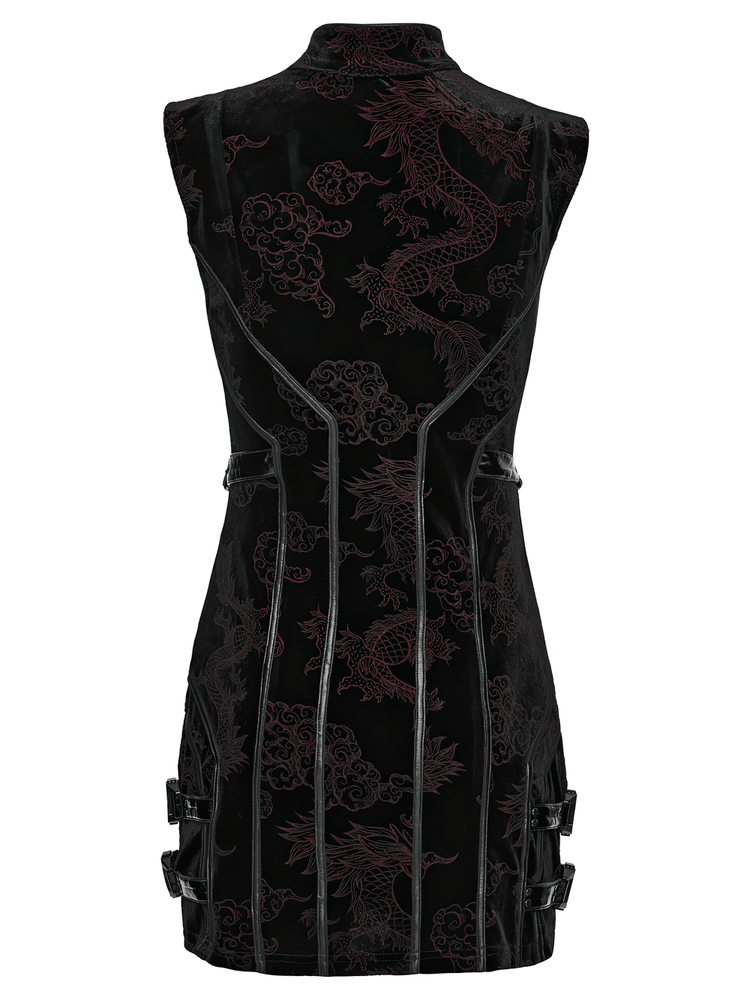 Cyber Chinese Dragon Mini Dress with Buckle Details - image 6