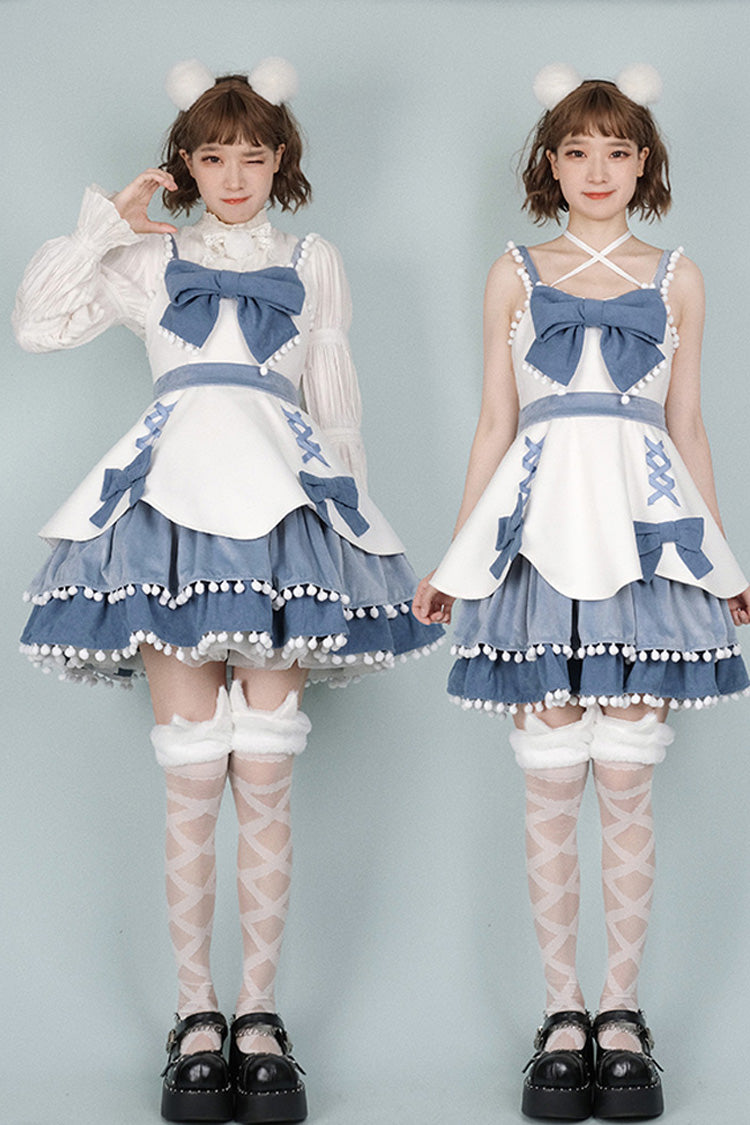 Multicolor Confession Function Series Bowknot Woolen Sweet Lolita JSK Dress 5 Colors - Product - 9
