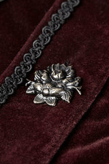 Black 3D Floral Decoration Stand Collar Long Sleeves Womens Gothic Jacket - Product - 9