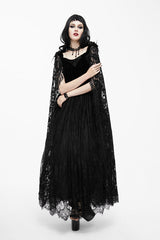 Black Feather And Flowers Off Collar Sexy Long Velvet Womens Gothic Dress With Lace Shawl - Product - 2