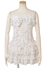 Jirai Kei Long Sleeves Multi-Layered Printed Ruffled Bow Sweet Dress 3 Colors - Product - 17