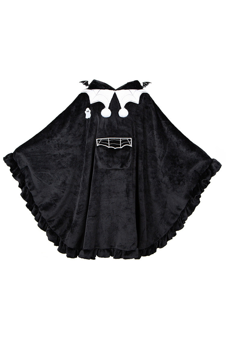 Black Bat Ruffle Hooded Sweet Lolita Coat Cloak - Product - 3