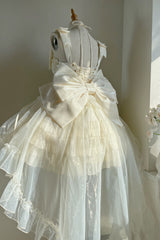 Apricot [Cream Cake] Sleeveless Multi-Layered Ruffle Bowknot Sweet Princess Lolita Jsk Dress Set - Product - 4