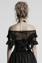 Black Patent Leather Women's Gothic Underbust Corset - Product - 3