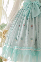 Flower Wall Print Ruffle Bowknot Sweet Lolita Dress 2 Colors - Product - 5