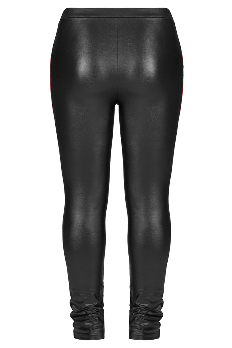 Red/Black Slim Side Zipper Elastic Fashion Hip-Lifting Thin Punk Women's Leggings - Product - 7