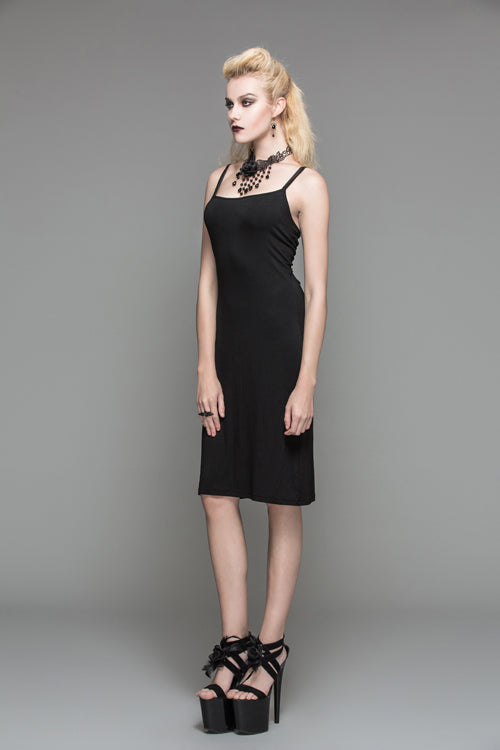 Black Strappy Sexy Mid Length Suspenders Womens Gothic Dress - Product - 3