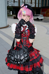Black Patchwork Studded Punk Lolita Crossbody Bag - Product - 5
