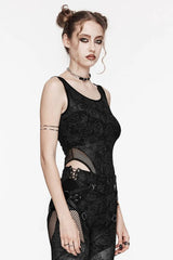 Sleeveless Print Hollow Lace Mesh Sheer Womens Steampunk Bodysuit 3 Colors - Product - 2
