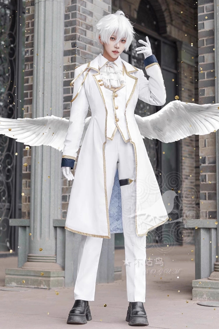 White Angel Prince Handsome Ouji Lolita Set (Including Coat, Shirt, Pants, Vest, Scarf) - Product - 2