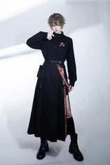 Black [Nameless Blade] Stand Collar Long Sleeves Gothic Prince Ouji Lolita Skirt Set - Black(Small-Set) - 5
