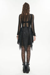 Black Forest Witch Short Irregular Ripped Mesh Women's Gothic Dress - Product - 5