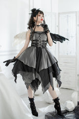 Silver/Grey [Seven Deadly Sins: Lust] Multi-Layered Irregular Gothic Lolita Jsk Dress - Product - 6