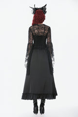 Black Women's Gothic Lace Flare Long Sleeve Crop Shrug - Product - 4