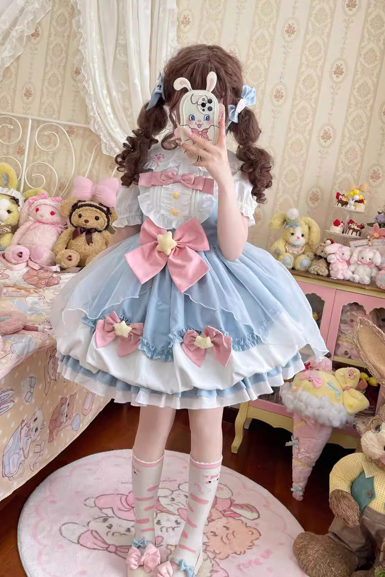 Little Wishing Star Ruffle Bowknot Bud Sweet Lolita Jsk Dress 5 Colors - Product - 7